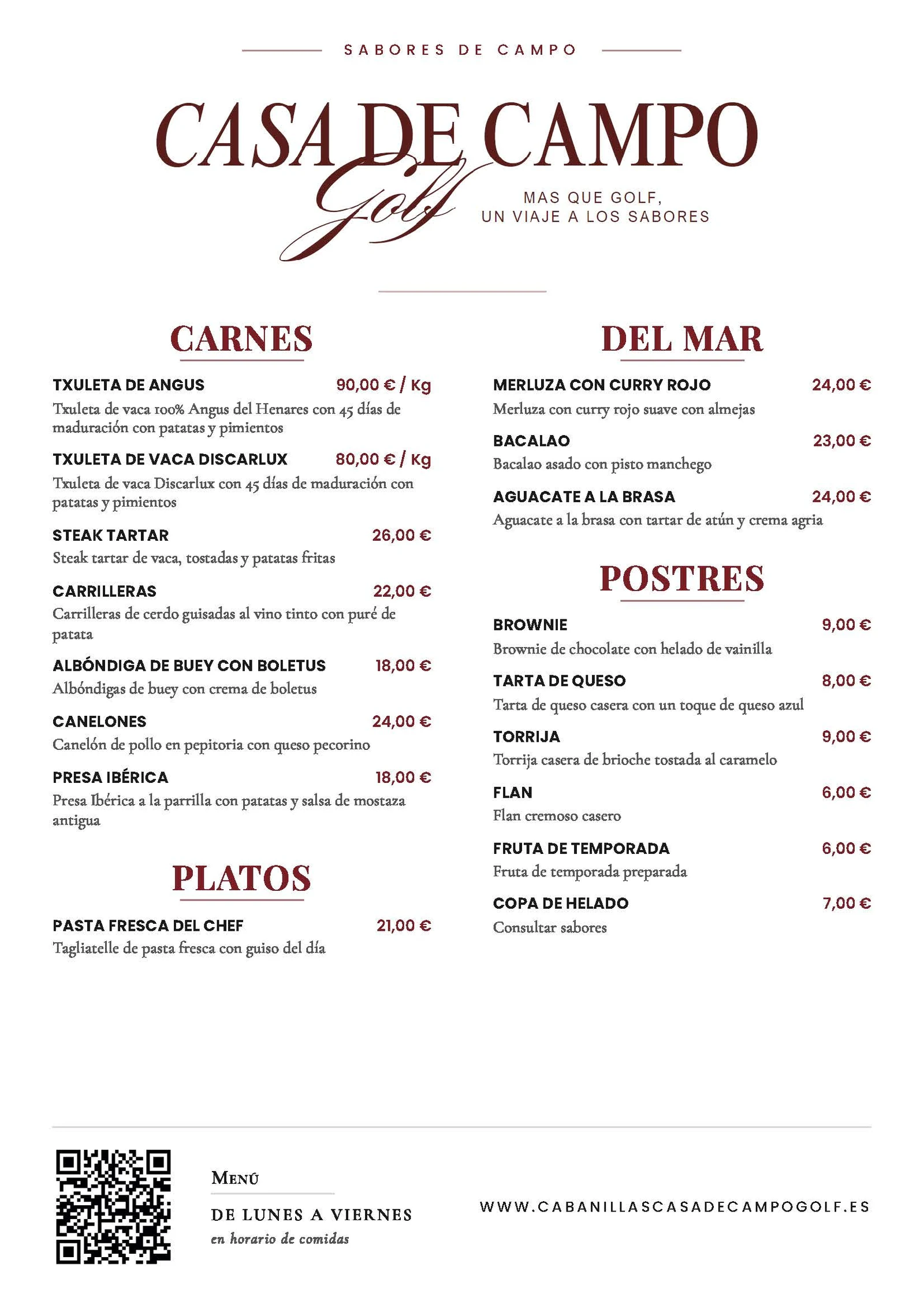 Carta Restaurante Casa de Campo — página 2