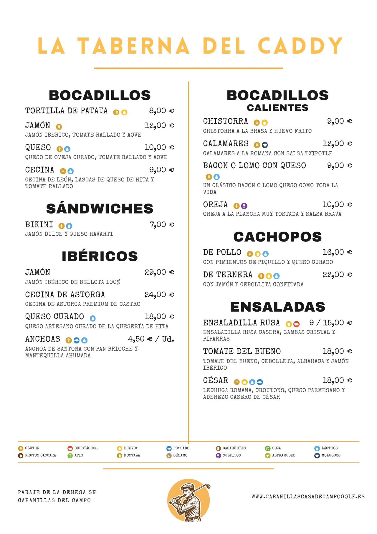 Carta La Taberna del Caddy — página 1