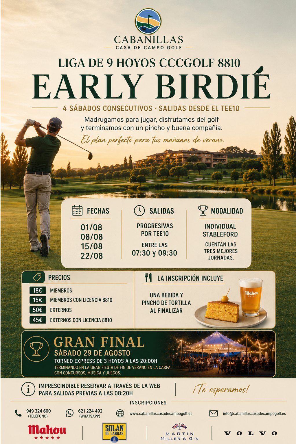 Cartel Liga Early Birdié 9 hoyos 2026 — Cabanillas Casa de Campo Golf