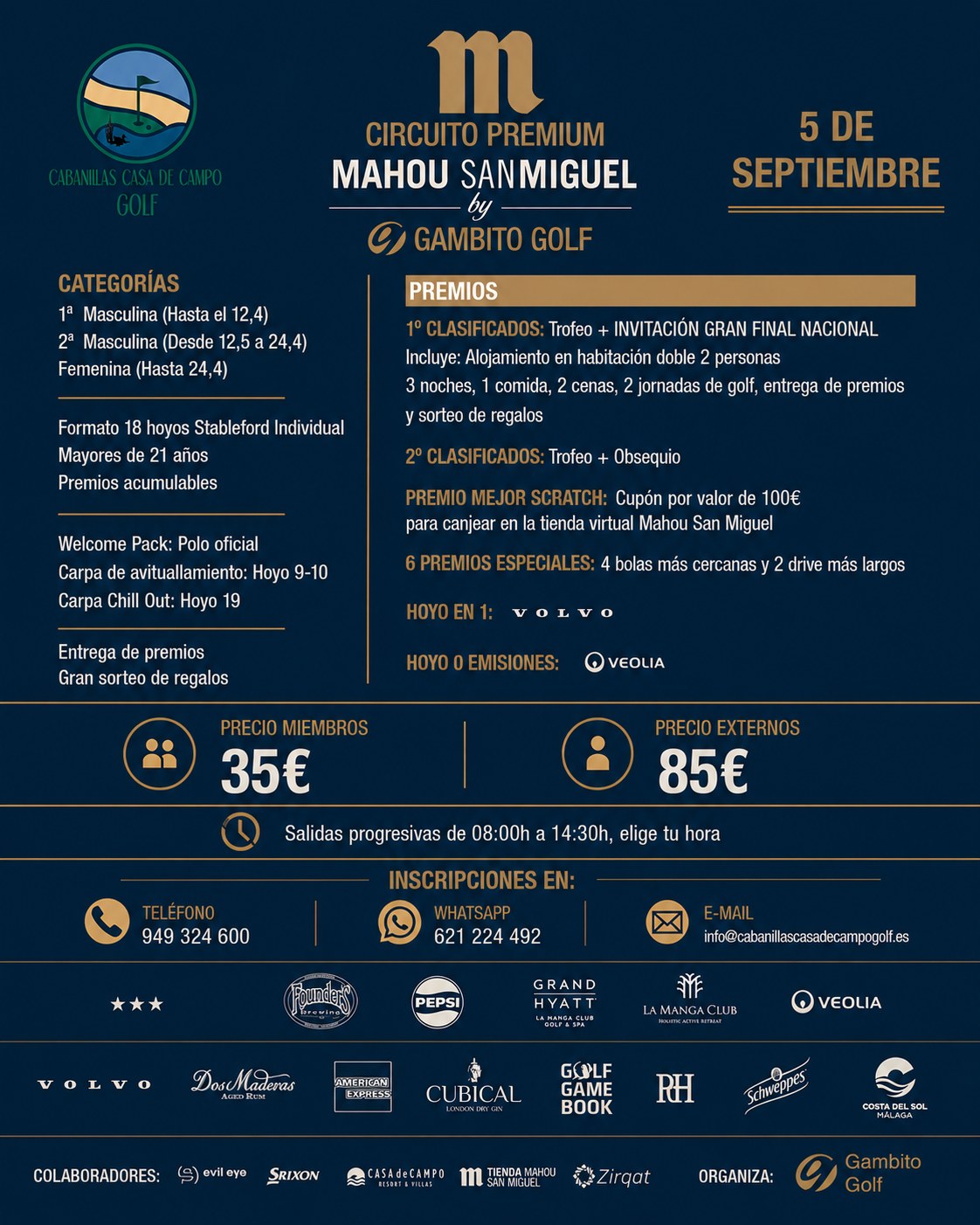 Cartel Circuito Premium Mahou San Miguel 2026 — Cabanillas Casa de Campo Golf